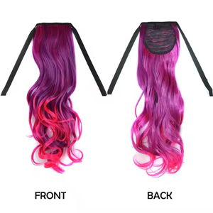 18 "<span class=keywords><strong>Pelo</strong></span> sintético ondulado Tie up Ponytails Hairpiece Extensiones Clip en Pony Tails Rainbow Ombre Curly Ponytail para niños - Product Image 4
