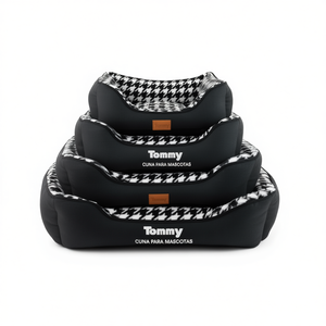 Set di Tre Lettini per Animali Domestici Neri con Rete a Nido d'Ape e Pelo di Coniglio - Product Image 2