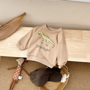 Vestiti neonatati per bambini da 0 a 4 anni abiti primaverili 2 pz manica lunga dinosauro in cotone stampa Top + pantaloni abbigliamento per bambini ragazze - Product Image 2