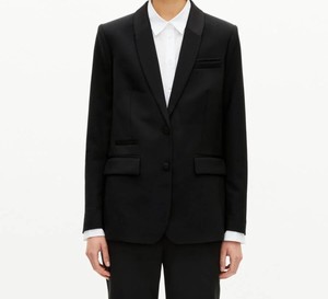 Veste de costume en satin noir pour femme, blazer pour le bureau - Product Image 2