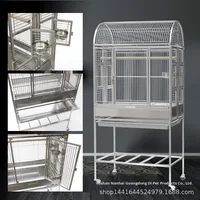 Cage à oiseaux surdimensionnée en acier inoxydable 304 pour perroquets de grande race, motif uni, fermeture à bouton, écologique, pour utilisation en direct, emballage en caisse