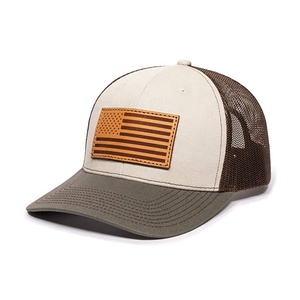 OEM personalizado de alta calidad de 6 paneles de bajo perfil de algodón de malla curvada gorra de camionero gorras de camionero con parche de cuero - Product Image 6