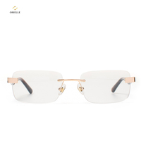 Lunettes de vue sans monture en métal, branches ultra légères en acier inoxydable, plaquettes de nez confortables, design minimaliste, usage quotidien