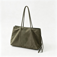 Sacs fourre-tout souples en daim et cuir de vachette 2026 pour femmes, avec lacets latéraux, multi-compartiments, grande capacité, sac à bandoulière, en stock