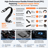 LUNG KAY Kabel USB-C FPC Ultra-Fleksibel 10Gbps USB3.2 Gen 2 Sinkronisasi Data 100W PD Pengisian Cepat Kabel Pita Datar untuk NVMe SSD Drone VR