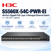 H3C S5560X-54C-PWR-EI Switch Ethernet Terkelola Layer 3 Gigabit PoE 48-Port dengan 4 Uplink 10G SFP+ untuk Jaringan WiFi AP CCTV