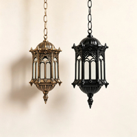 Luminaire suspendu vintage gothique en aluminium moulé sous pression et verre IP65 AC E27 pour la maison, le couloir, la cour, le restaurant, le bar, le jardin