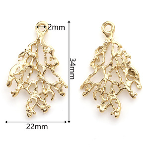 จี้รูปใบไม้กลวงสแตนเลสทรงไม่สม่ำเสมอสำหรับทำสร้อยคอ H1428 - Product Image 2