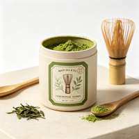 Étiquettes personnalisées en rouleau avec illustration de fouet à matcha japonais en bambou, autocollants adhésifs pour l'emballage des boîtes de thé, impression