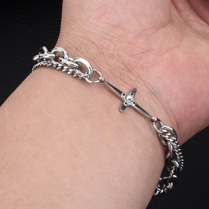 New Simple Popular Design Geometric <b>Chain</b> <b>Cross</b> Bracelet Titanium Steel Silver Plated Unisex's Bracelets Fashionable Jewelry - Product Image 1