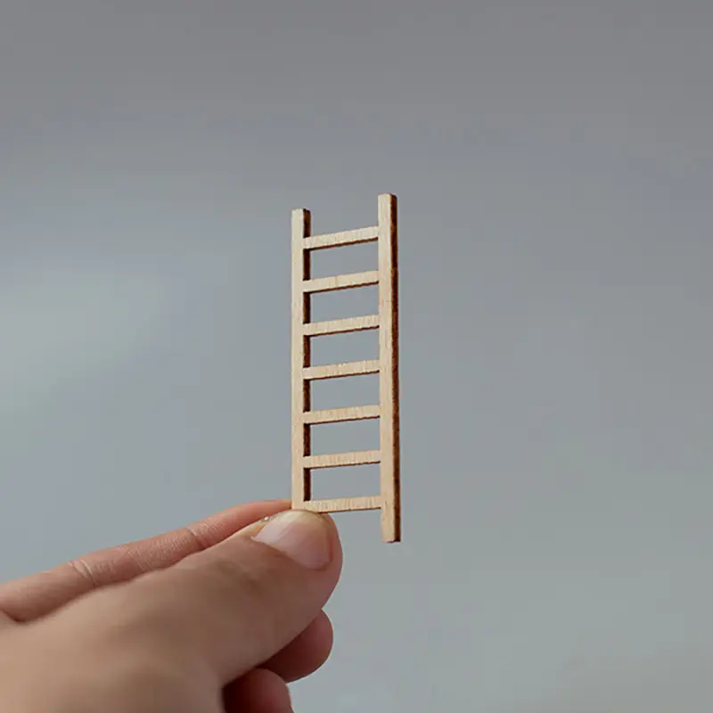 Mini Wood Ladder Stairs Model Miniature DIY Doll House Decor Indoor Landscape Miniature Photography Props