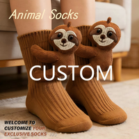 Chaussettes 3D pour femmes, chaussettes amusantes à motif animal, antidérapantes, chaudes et confortables pour l'hiver, chaussettes originales pour la maison, cadeaux amusants