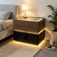 Table de Chevet Intelligente à Coins Arrondis avec Éclairage LED et Serrure Électronique à Code, Personnalisable OEM/ODM, Meuble de Chambre à Coucher