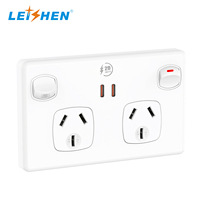 Prise murale double pôle Leishen approuvée AU SAA avec USB, interrupteur électrique standard australien 2 gang avec 2 ports Type-C