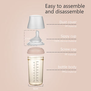 2026 Neues Design Anti-Kolik BPA-freie PPSU Babyflasche mit Silikon-Schnuller für 0-12 Monate - Product Image 6
