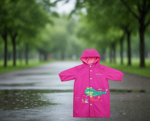 Impermeabile per bambini Ruons, colore rosa, con cappuccio, impermeabile, con motivo a sirena, per uso esterno - Product Image 2