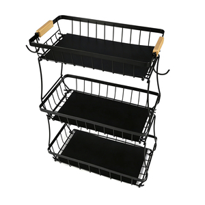 Organizzatore per <span class=keywords><strong>Frutta</strong></span> e Verdura a Tre Livelli Regolabile e Staccabile in Metallo con Ganci per Banane per Piano di Lavoro della Cucina - Product Image 3