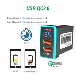Ổ Cắm Sạc Nhanh Trên Ô Tô Bộ Chuyển Đổi Sạc Cổng Đôi <span class=keywords><strong>USB</strong></span> Kép Với Điện Áp Kỹ Thuật Số Hiển Thị Cho Toyota - Product Image 3