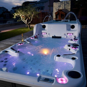 SR859 Commercial-Grade Dual-Zone Swim Spa Hydromassage and Swimming <strong>Pool</strong> Combo for <strong>Wellness</strong> for Outdoor Resorts and Homes - Product Image 1