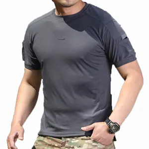 Men's Tactical T-Shirt O-Neck Combat Style Breathable And Quick-Drying Waffle T-shirt Sport Shirt