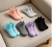 Chaussettes de yoga et de Pilates antidérapantes en coton 200N ultra premium pour femmes - Chaussettes respirantes avec grip en silicone pour barre, fitness et entraînement, coupe basse