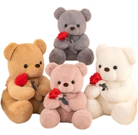 Oursons en peluche floraux, animaux en peluche, jouets, cadeaux promotionnels en gros, décoration de bouquets