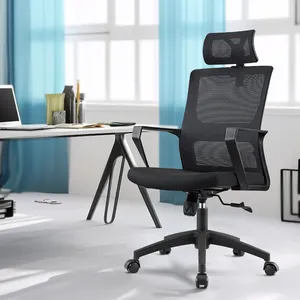 고정 팔걸이 높이 조절 가능한 2D 머리 받침 높은 등 리프트 의자 인체 공학적 메쉬 사무실 회전 의자 회의실