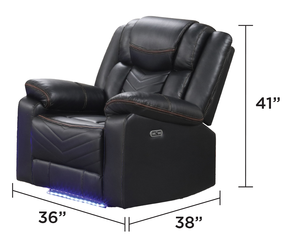 Canapé inclinable électrique moderne en similicuir en forme de U avec LED, 3 pièces (canapé + causeuse + fauteuil) avec porte-gobelets, console causeuse et haut-parleurs Bluetooth - Product Image 2