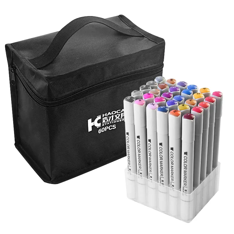 Stromer üreticisi Oem müşteri logosu 60 renk gri fırça işaretleme kalemleri çoklu renk belirteçleri çocuklar için