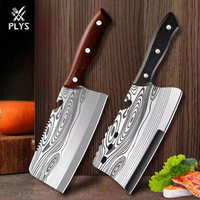 Couteau de cuisine chinois de 7,5 pouces en acier inoxydable avec texture laser, couteau de boucher