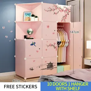 Preço de fábrica, comprar cor rosa de plástico 20 cubos gaveta multiuso armário almirah armário guarda-roupa