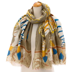 Bufanda/Chal de Gran Tamaño con Pintura a Color de Estilo Chino, Pintado a Mano, Ligero, 100% Fibra de Poliéster, Transpirable y Absorbente de Sudor - Product Image 2