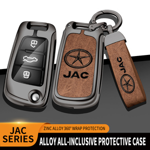 JAC <span class=keywords><strong>JS2</strong></span> S3 S5 S7 T40 T50 Sei 3 2019 2021 A5 R3汽车配件翻盖折叠锌合金真皮汽车钥匙套壳 - Product Image 2