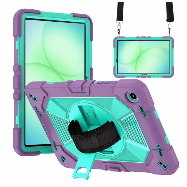 Rugged Case Purple & Mint Green Rugged Tablet Case for Samsung Tab A9+/ Tab A11 Plus Triple Layer Tablet Cover