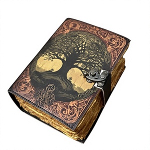 Carnet de croquis en cuir gaufré motif Arbre de Vie Celtique NEW ERA, couverture souple, 100 feuilles, papier coton à bords frangés, idéal pour le dessin au crayon, cadeau - Product Image 1