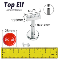 G23 ASTM F136 Titane Élégant Zircon Allongé Lobes Oreille Roues Oreille Perforée Goujons Nez Goujons Lèvres Bijoux