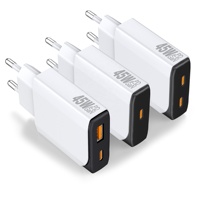 Chargeur mural HNT Slim GaN PD 20W/30W/45W à double port, charge rapide, prise EU, PPS QC3.0 Type C pour Samsung iPhone 16 15 14