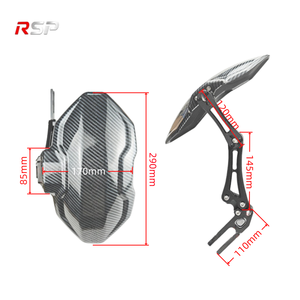 Garde-boue arrière universel pour moto et vélo électrique RSP, protection contre les éclaboussures, <span class=keywords><strong>en</strong></span> alliage d'aluminium CNC et support <span class=keywords><strong>en</strong></span> plastique, aspect fibre de carbone - Product Image 2