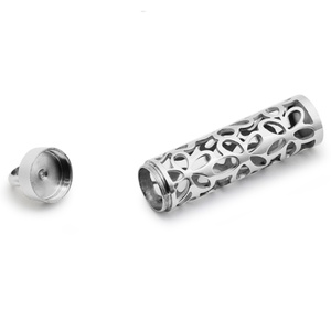 Wholesale Silver 18K Gold Plated Box Aromatherapy Jewelry <b>Flower</b> Design 316L Stainless Steel Custom Essential Oil <b>Diffuser</b> Gift - Product Image 4