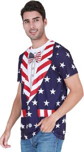 Fitspi Hombres Bandera americana Gráfico Manga corta 4 de Julio Camiseta Venta al por mayor - Product Image 4