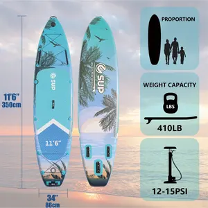 ESUP Wholesale Sup Paddle Board 11 Feet 6 Inch Stand Up Paddle Board Inflatable With Camera Mount Basic