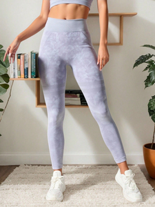 High Waisted Ribbed Yoga <b>Leggings</b> Full Length Solid <b>Black</b> Seamless Four-Way Stretch Elastic Waist Spandex/Polyester Custom XXL - Product Image 6
