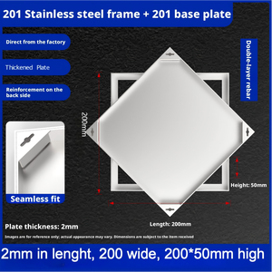 Tapas de alcantarilla ocultas de acero inoxidable decorativas y personalizables, tapas de alcantarilla cuadradas empotradas para desagües. - Product Image 2
