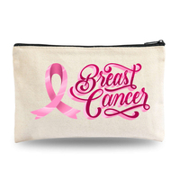 Pochettes en toile à fermeture éclair en ruban rose, cadeaux pour le Cancer du sein, soutien cosmétique du Cancer du sein, sacoches de maquillage pour femmes