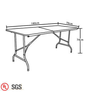 Table pliante populaire Offre Spéciale de 6 pieds avec 2 ensembles de tables pliantes et de bancs de restaurant en plein air - Product Image 6