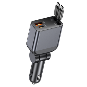 Adaptador de cargador de coche inteligente tipo C PD 60W 4 en 1 Usb C cargador de coche retráctil para <span class=keywords><strong>IPhone</strong></span> Samsung cargador de coche de teléfono rápido - Product Image 1