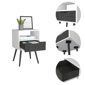 Allie Nightstand Superior Top Open Shelf One <b>Drawer</b> Bedroom <b>Storage</b> - Product Image 1