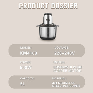 Broyeur alimentaire électrique DSP 5L en acier inoxydable, hachoir à viande haute puissance, mixeur, appareil de cuisine domestique - Product Image 4