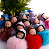 Porte-clés en peluche tendance : adorable jouet bébé endormi, pompon, porte-clés moelleux