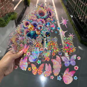 สติ๊กเกอร์โฮโลแกรม UV สำหรับหุ้มแก้วน้ำแบบกำหนดเอง ขนาด 16oz 20oz 40oz ฟิล์ม AB กันน้ำ - Product Image 1